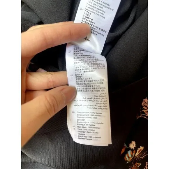 Sandro Paris Black Floral Asymmetrical Ruffle Skirt Size 1 Small Romantic Midi - Picture 11 of 11